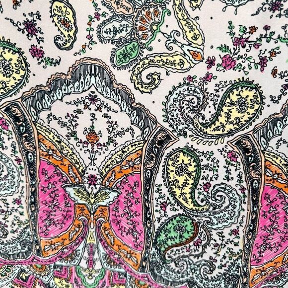 Daniel Rainn Women Sleeveless Paisley Floral Colorful Chiffon Blouse Medium Whit - Picture 7 of 16